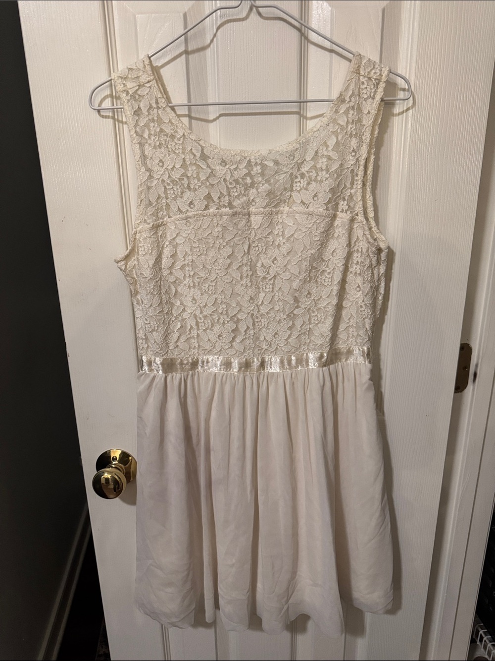Frenchi Ivory Lace & Chiffon Mini Dress